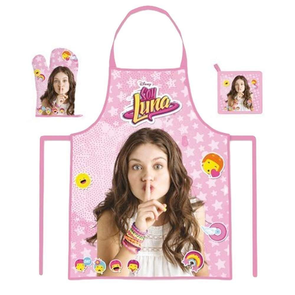 Set cocina 3pzs de la licencia oficial de Disney, Soy Luna, contiene delantal, guante y paño, ideal para reposteria o cocinar