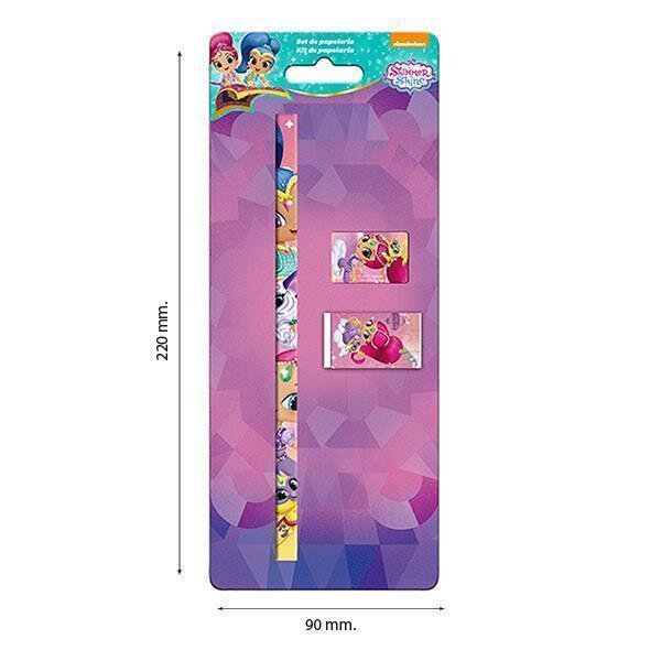 set Lapiz, goma y sacapuntas Shimmer and Shine, en blister