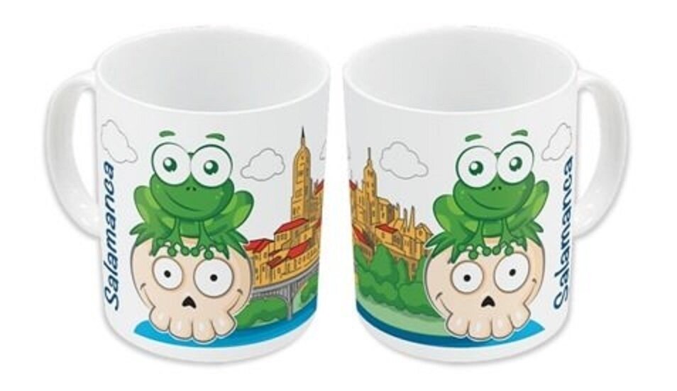 taza ceramica 360 ml diseño Rana Salamanca, apta para microondas y lavavjaillas