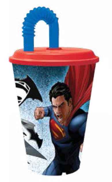 vaso  caña batman vs superman, producto de plastico libre de BPA, 430ml