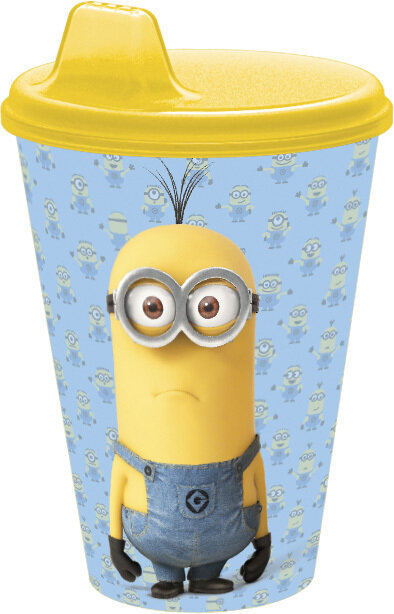 vaso sipper minions, 430ml, producto de plastico libre de BPA, con boquilla adaptada para aprendizaje