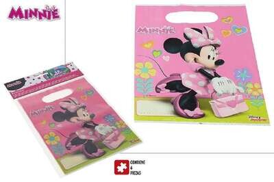 Paquete de 6 party bag 16x23 cm Minnie Mouse, bolsa para chuches