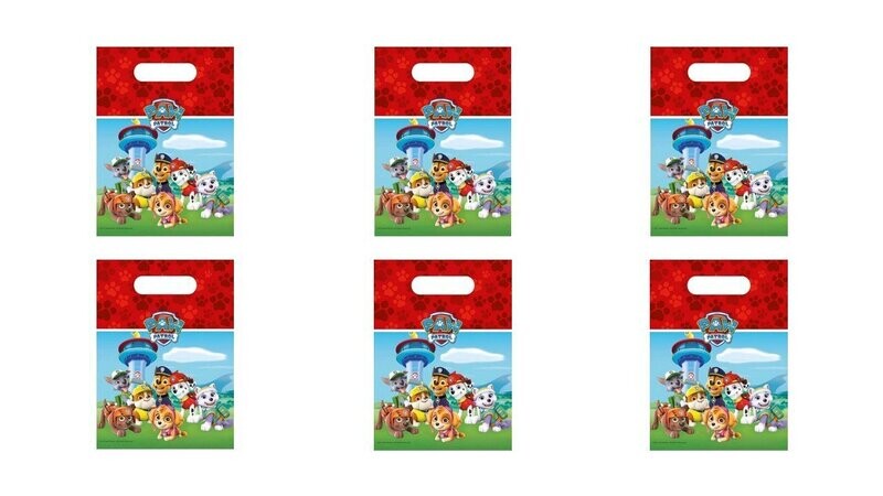 6 party bags licencia oficial Patrulla canina, dimensiones 16x23cm, ideal para chuches