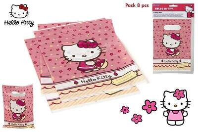 Paquete de 8 party bag 16x23 cm Hello kitty, bolsa para chuches