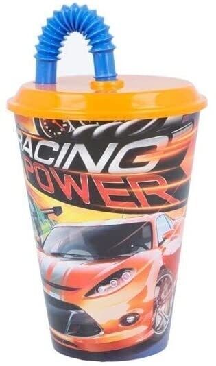 vaso con caña coches; 430ml, producto reutilizable