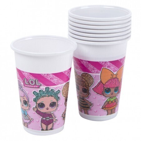 Pack de 8 vasos fiesta,  Lol Surprise, producto de plastico