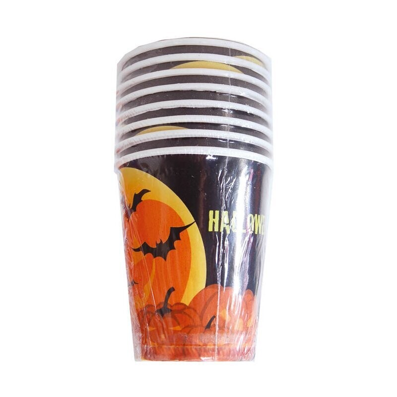 Pack 8 vasos de cartón para fiestas, Halloween