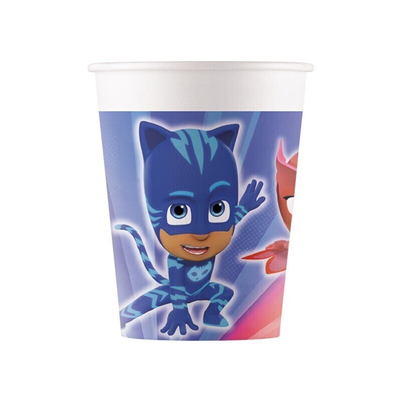 Pack 8 vasos de cartón para fiestas, pj masks