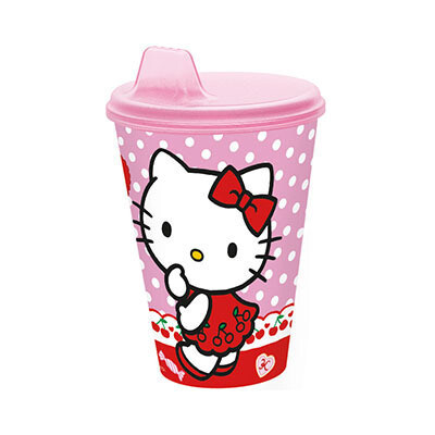 Vaso sipper Hello kitty, 430ml, producto de plastico libre de BPA, con boquilla adaptada para aprendizaje