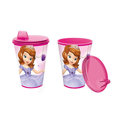 Vaso sipper 430 ml Princesa Sofia, producto de plastico libre de BPA, con boquilla adaptada para aprendizaje