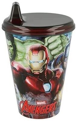 Vaso sipper 430ml Avengers, producto de plastico libre de BPA, con boquilla adaptada para aprendizaje