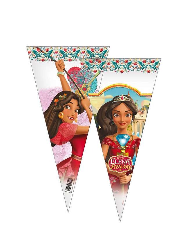 Pack 6 conos de la licencia oficial disney Elena de Avalor, producto de plástico, dimensiones 20x40 cms