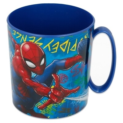 Taza apta para microondas de la licencia oficial Spiderman, capacidad: 350ml, producto de plastico libre de BPA