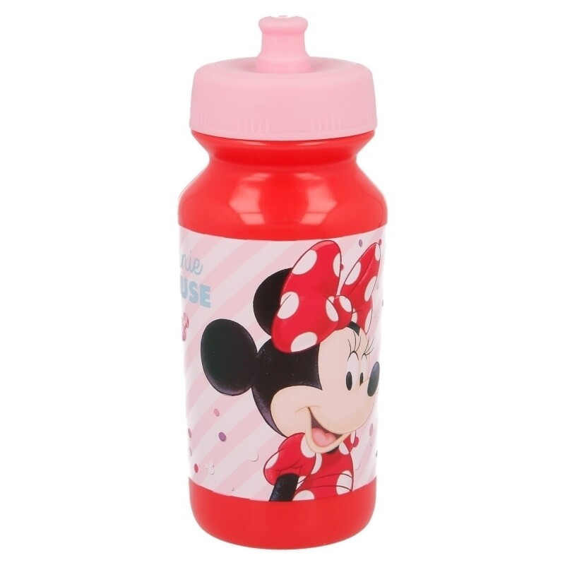 Botella sport push up 340ml minnie mouse, producto de plastico libre de BPA