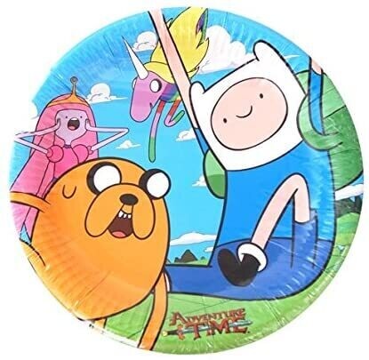 Pack 8 platos de cartón para fiesta, 23cm Hora de aventuras, ideal fiestas de cumpleaños