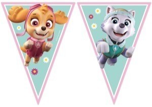 lineal de banderines de la licencia oficial Patrulla canina, diseño Skye, 9 banderines, longitud 2,3mt