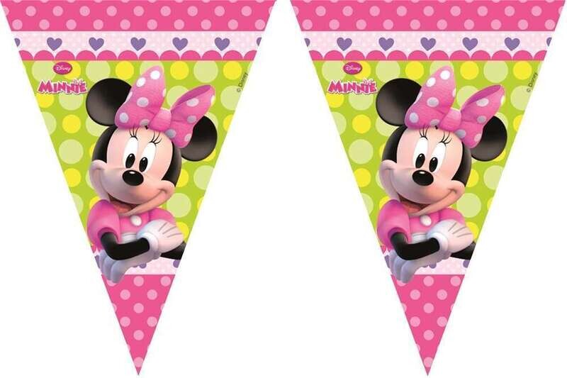 lineal de banderines licencia oficial disney Minnie mouse, producto de plastico, longitud 2,3mt