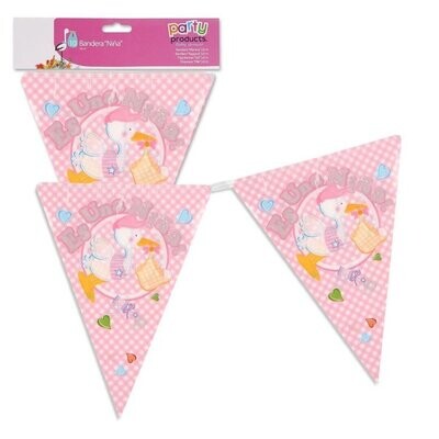 Banderines con diseño "Es una Niña"  lineal de 3,60 M Ideal para decorar fiestas de bienvenida del bebé, Baby shower