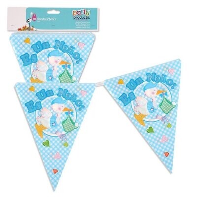 Banderines con diseño "Es un Niño"  lineal de 3,60 M Ideal para decorar fiestas de bienvenida del bebé, Baby shower