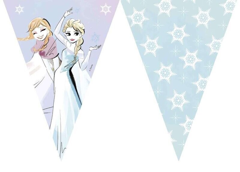 lineal de banderines, 9 banderines cada lineal Frozen Sparkle Disney, longitud 2,3mt