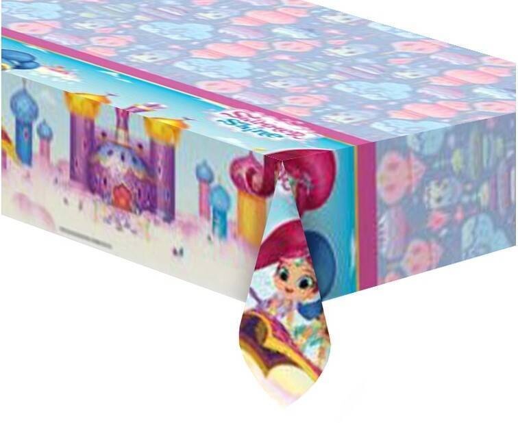 mantel fiesta licencia oficial Shimmer and Shine, dimensiones 120x180cm producto de plastico ideal para cumpleaños