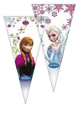 Pack 6 conos de la licencia oficial Frozen, producto de plastico, dimensiones 20x40 cms