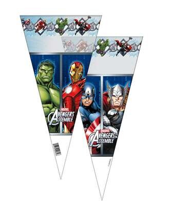 Pack 6 conos de la licencia oficial Avengers, producto de plastico, dimensiones 20x40 cms