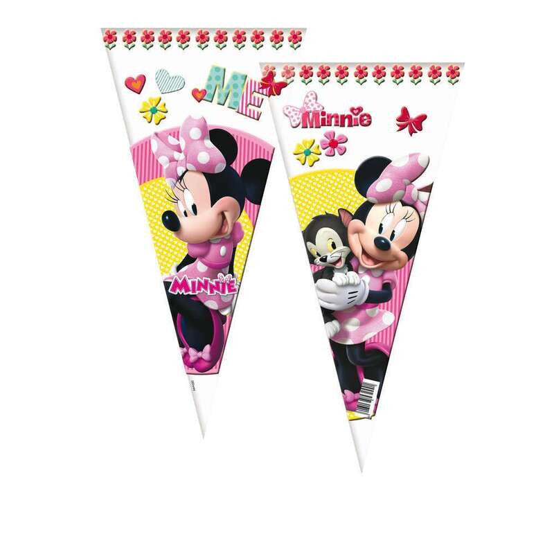 Pack 6 conos de la licencia oficial disney Minnie Mouse, producto de plastico, dimensiones 20x40 cms