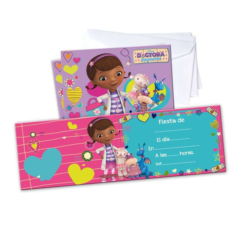 Pack de 6 invitaciones doctora juguetes Doc Mcstuffins