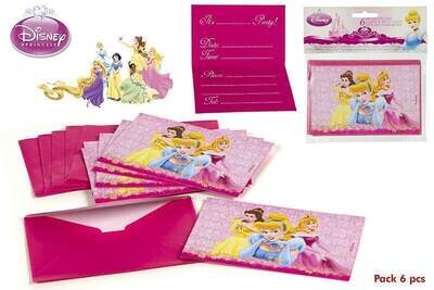 Paquete 6 invitaciones Disney Princesas