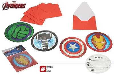 pack 6 invitaciones con sobre avengers