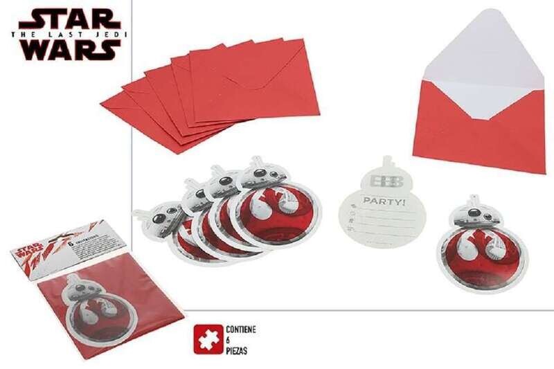 pack 6 invitaciones con sobre star wars bb8