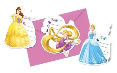 Paquete 6 invitaciones Disney Princesas 1