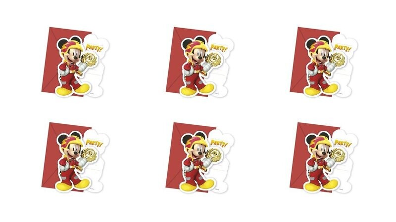 pack 6 invitaciones sobre Mickey super pilotos