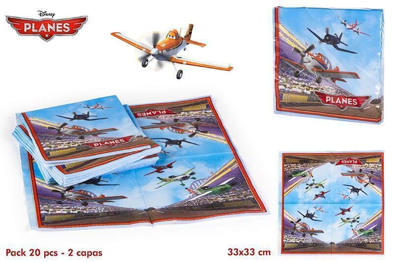 Pack de 20 servilletas de papel para fiestas de cumpleaños, doble hoja, 33x33 cm aviones, planes