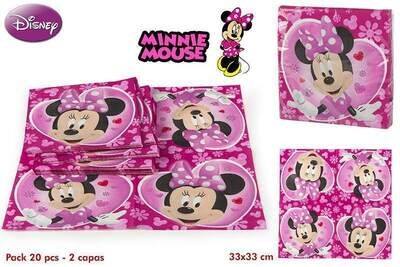 Pack de 20 servilletas de papel para fiestas de cumpleaños, doble hoja, Disney Minnie Pink