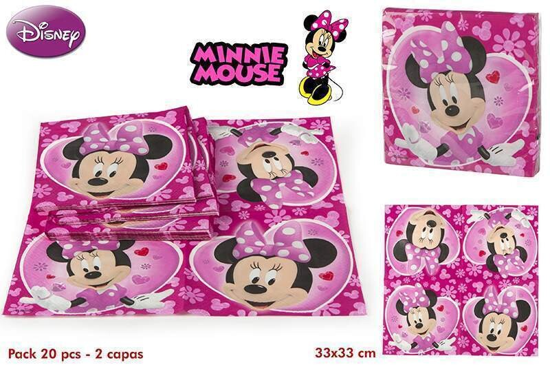 Pack de 20 servilletas de papel para fiestas de cumpleaños, doble hoja, Disney Minnie Pink