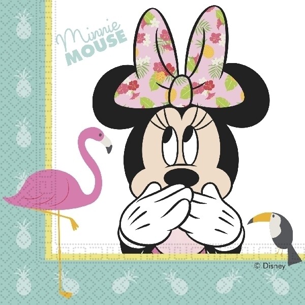 Pack de 20 servilletas de papel para fiestas de cumpleaños, doble hoja,minnie tropical