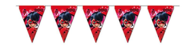 Banderines de la licencia oficial de Lady Bug, longitud 3mt, cada banderin 20x30cm, unidos por una cuerda