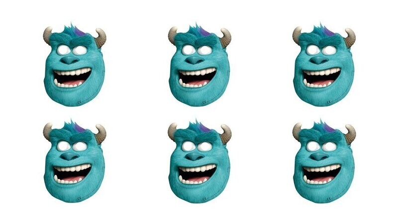 pack 6 caretas Disney Monster University, producto de cartón con bandas elasticas