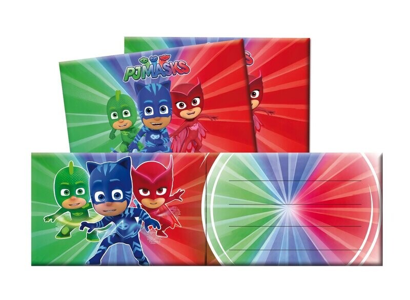pack 6 invitaciones pj masks