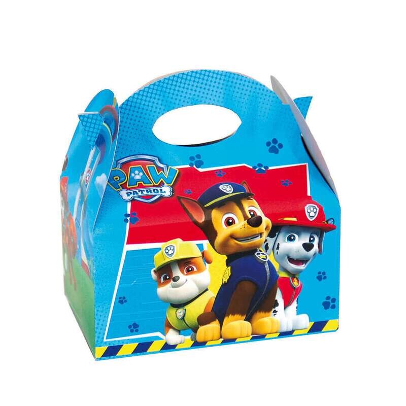 pack 4 cajas de carton de la licencia oficial Patrulla canina, dimensiones 16x10x18cms