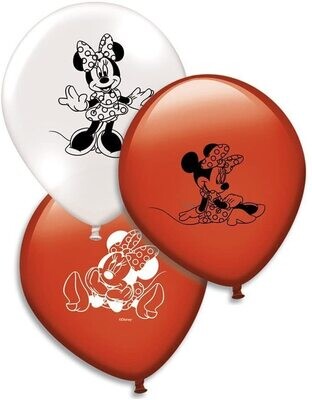 Pack 8 globos Minnie classic, ideales para decorar fiestas de cumpleaños