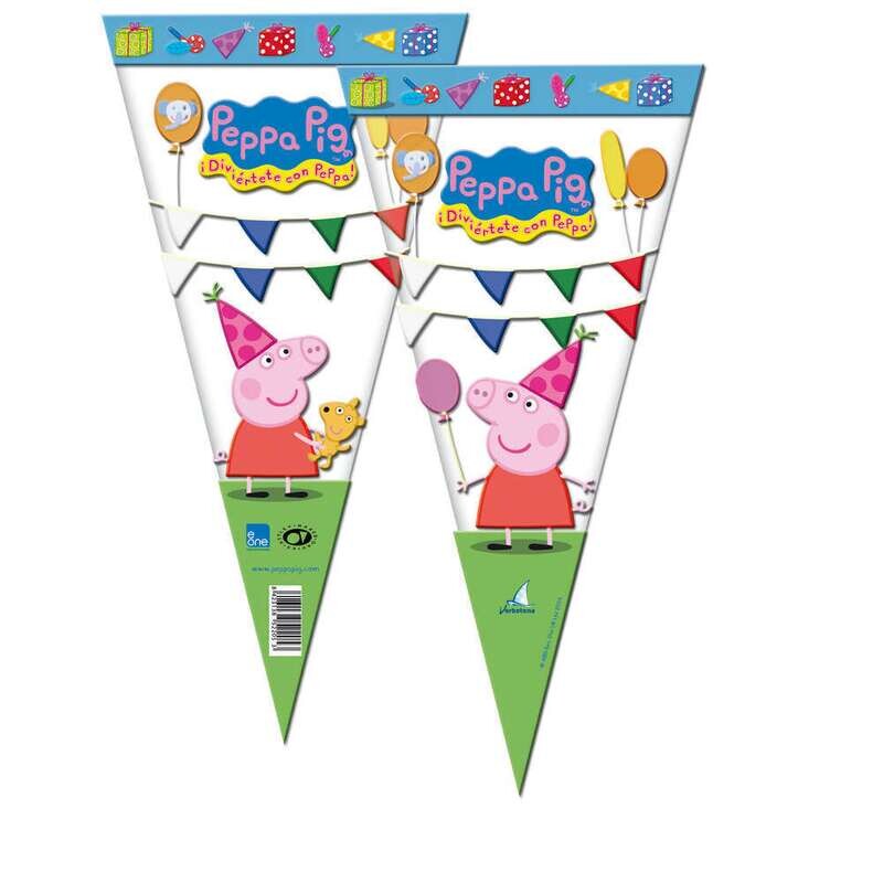 Pack 6 conos de la licencia oficial Peppa pig, producto de plastico, dimensiones 20x40 cms