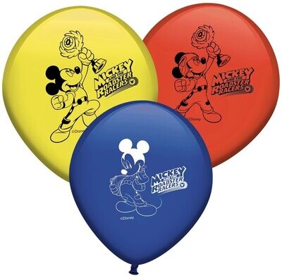Pack 8 globos Mickey super pilotos, 3 colores, ideales para decorar fiestas de cumpleaños