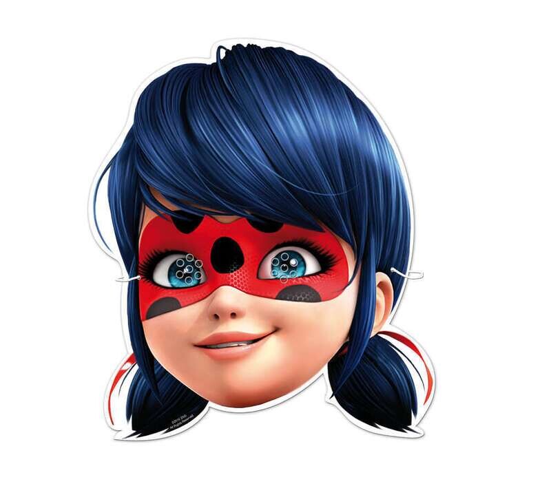 Pack 6 caretas licencia oficial Lady Bug, producto de cartón con bandas elasticas