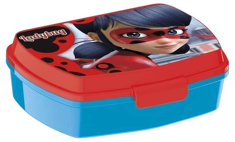 sandwichera rectangular licencia oficial Lady bug, producto de plastico resistente, ideal para llevar el almuerzo