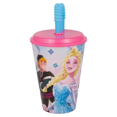 vaso con caña Disney Frozen,430ml, producto de plastico libre de BPA