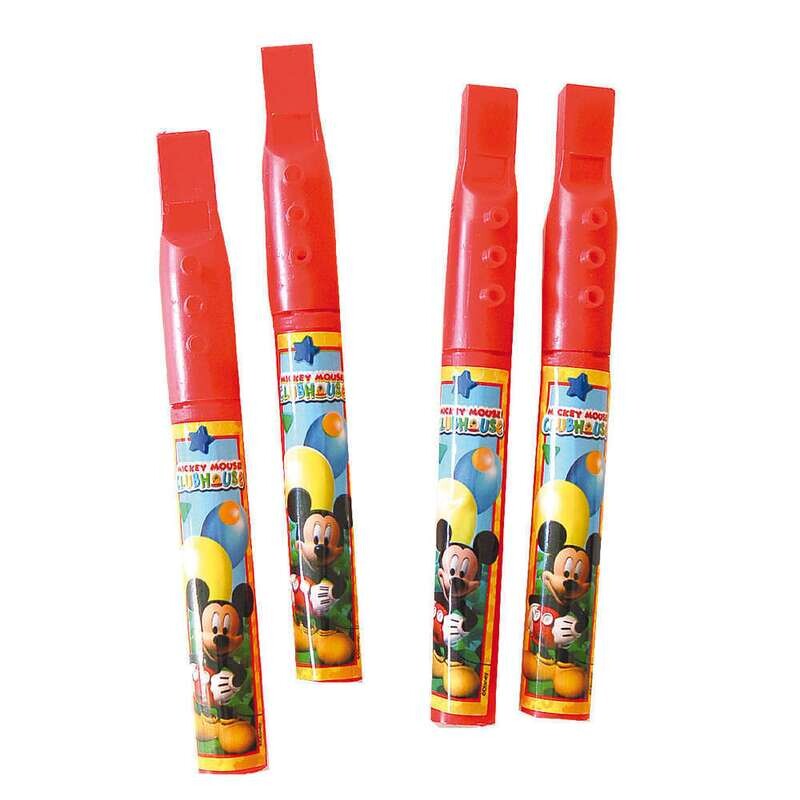 pack 4 mini flautas de la licencia oficial de disney, Mickey mouse, cada flauta mide 13 cm