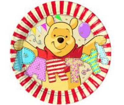 Pack 8 platos de cartón para fiesta, Winnie the Pooh,  ideal fiestas de cumpleaños